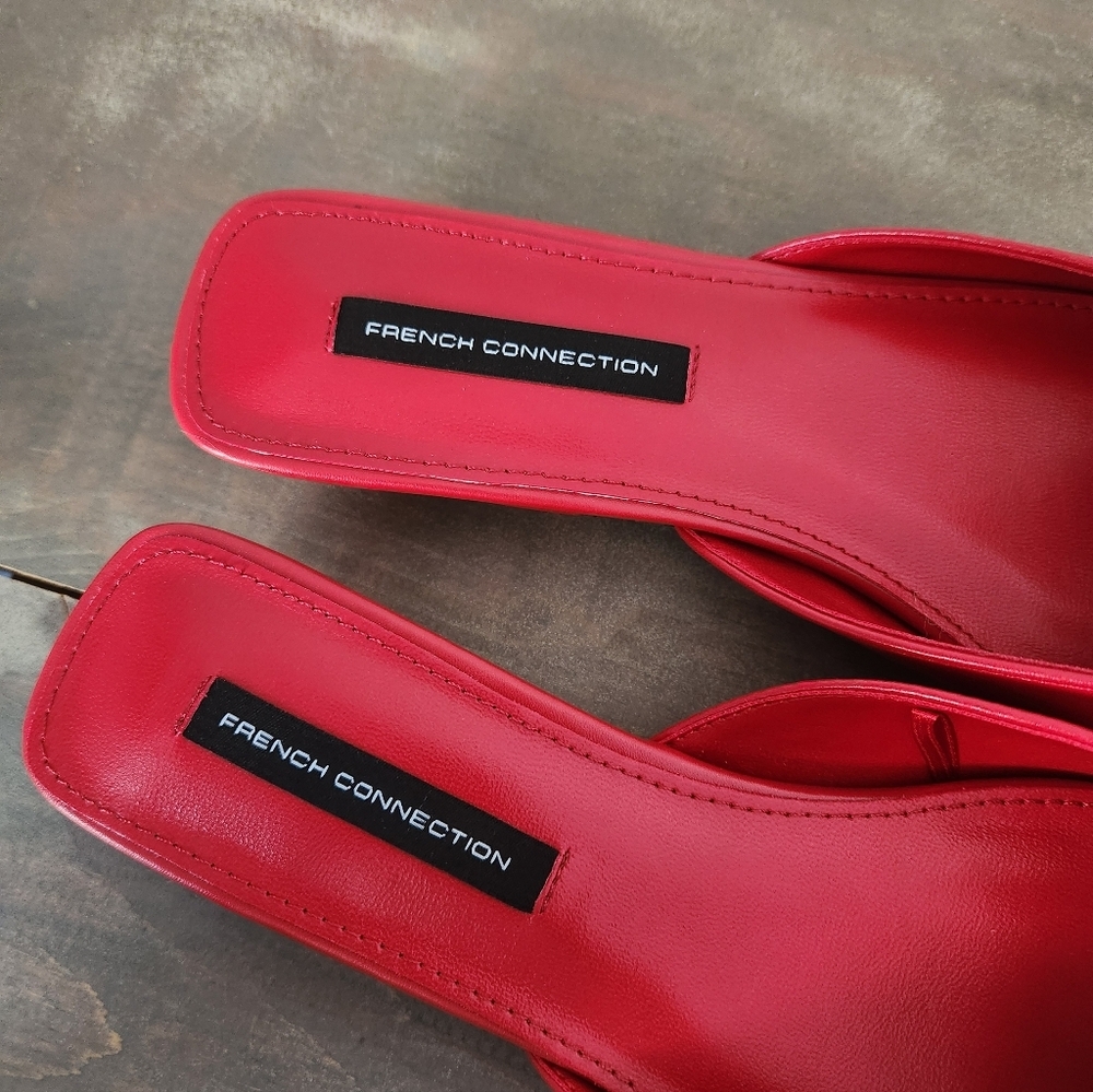 French Connection Red Heart Kitten Mule Heels - Size 8 - Picture 4 of 8